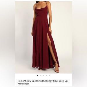 Worn once - Lulu’s Cowl Lace-Up Maxi Dress - Size XS
